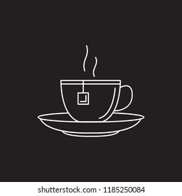 Black tea cup icon. Outline illustration of Black tea cup vector icon for web and advertising isolated on black background. Element of culture and traditions