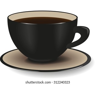 Black tea cup and saucer