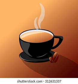 Black tea cup and saucer