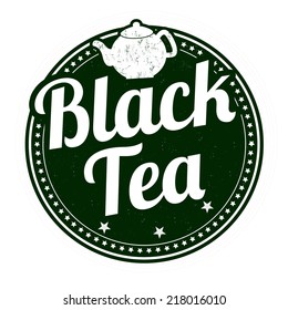 Black tea grunge rubber stamp on white background, vector illustration