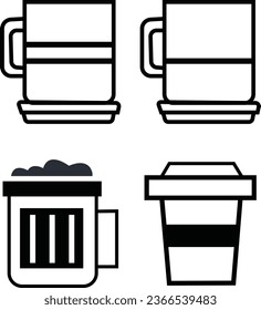 black tea with hot tea and tea bag in white cup. Vector .coffee cup icon vector, line sign