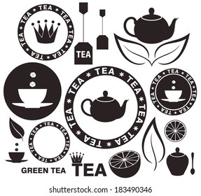 Black tea logo. Vector illustration. Isolated emblem