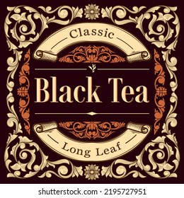 Black Tea - ornate vintage decorative label