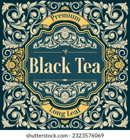 Black Tea - ornate vintage decorative label