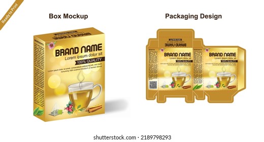 Black Tea Packaging Box design and illustrator Vector