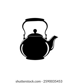 Black Tea pot silhouette vector illustration on white background
