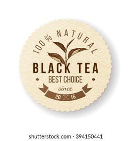 Black Tea round paper label 