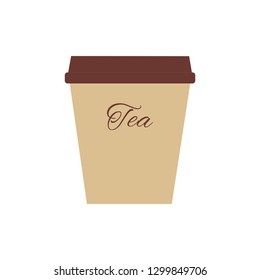 Black tea take away cup icon cafe tea house vector logo