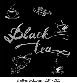 Black tea vector letter