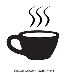 Black teacup illustration. Icon vector with white background.
