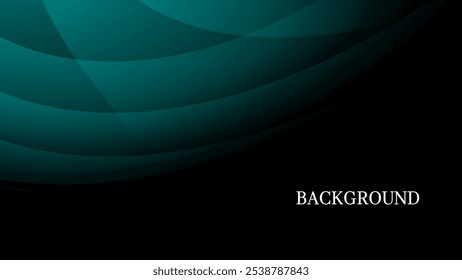 Fondo abstracto verde azulado y negro con patrón geométrico y tonos degradados, Formas de curva dinámica
