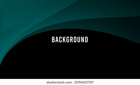 Black and teal green abstract background with geometric pattern and gradient shades, dynamic curve shapes