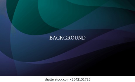 Black, teal green, blue and purple abstract background with geometric pattern and gradient shades, dynamic curve shapes	
