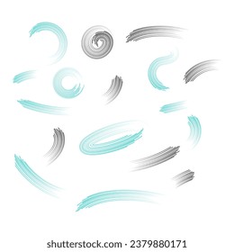 Líneas de velocidad de color negro y de cuello sobre fondo blanco. Gráficos vectoriales
