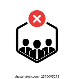 black team icon like bad teamwork or collaboration. concept of not effective cooperation or recruitment pictogram. flat trend modern logotype graphic design