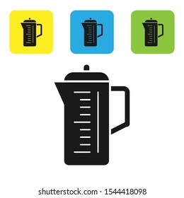 Black Teapot icon isolated on white background. Set icons colorful square buttons. Vector Illustration