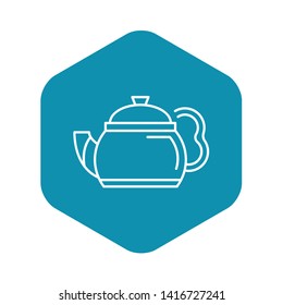 Black teapot icon. Outline black teapot vector icon for web design isolated on white background