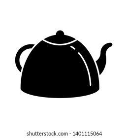 Black teapot icon vector illustration. Flat sign symbol of vector tea kettle isolated on white background.