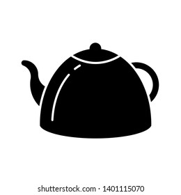 Black teapot icon vector illustration. Flat sign symbol of vector tea kettle isolated on white background.