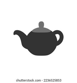 Black teapot on a white background. Vector teapot icon.