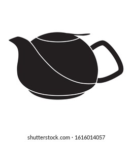 Black teapot for tea and hot drinks icon on a white background isolate. Vector silhouette for advertising banners, business cards, packaging.