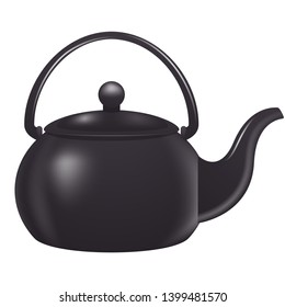 Black teapot or tea pot on a white background