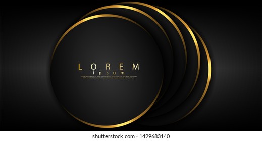 Black tech background with gold glowing fiery light. Vector illustration