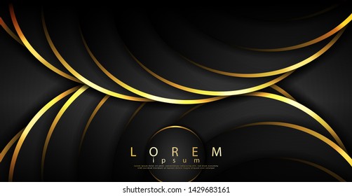 Black tech background with gold glowing fiery light. Vector illustration