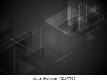 Black tech background and triangles shape  Vector graphic polygonal design