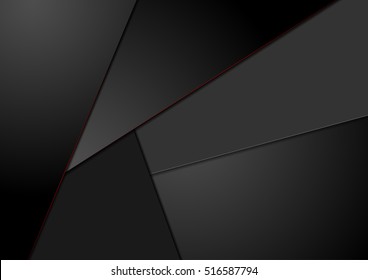 Black tech corporate background with red lines. Abstract modern vector design