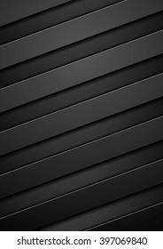 Black tech corporate stripes background. Vector dark concept striped graphic design