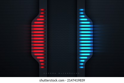 Black tech dimension background modern texture with blue and red light