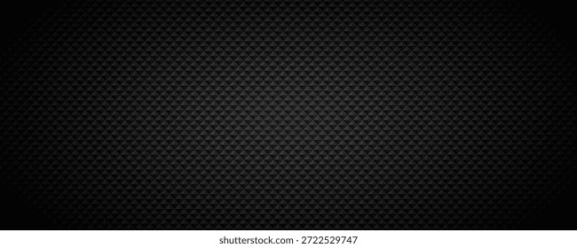 Fundo geométrico de tecnologia preto. Textura de padrão de ladrilho quadrado abstrato. Bloco técnico pirâmide grade design wallpaper. Conceito de isolamento de ilustração de vetor. Fundo de cobertura de cubo de volume cinza escuro