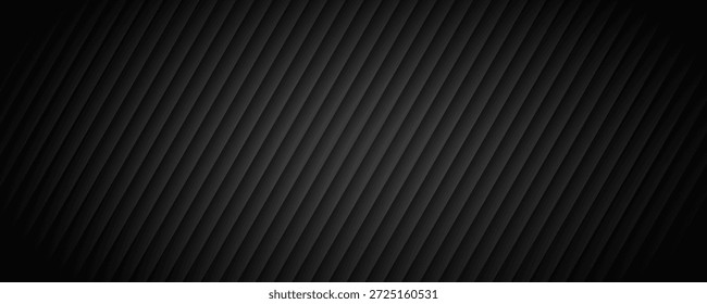 Schwarzer Tech-Streifen Hintergrund. Abstrakte diagonale Linienstruktur. Technische Carbon-Streifen Design Tapete. Dunkle geneigte lineare Abdeckung Hintergrund. Konzept der geometrischen Isolationswand