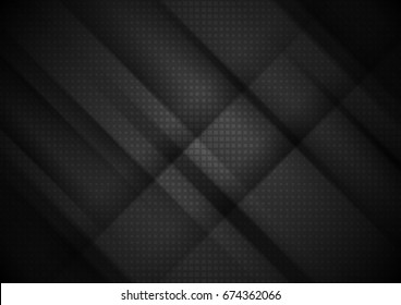 Black Tech Stripes Abstract Background With Squares Texture. Vector Design