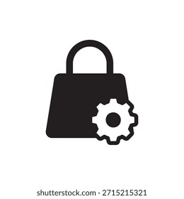 Bolso de Configuraciones técnicas negro con símbolo sólido de rueda dentada