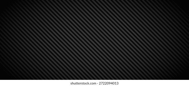 Schwarzer technischer gestreifter Hintergrund. Abstrakte diagonale Linienstruktur. Technische Carbon Stripe Design Tapete. Dunkle geneigte lineare Abdeckung Hintergrund. Konzept der geometrischen Isolationswand