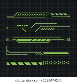 Black Techno Futuristic Line Art Vector Illustration