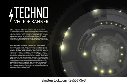Black techno vector background.