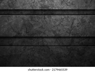 Black technology abstract background with ancient grunge texture. Geometric concept vector design