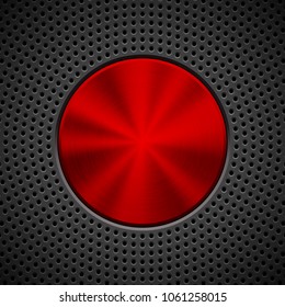 Black technology background with circle grate perforated pattern, bevels and metal circular polished brushed texture for design concepts, wallpapers, web, presentations, prints. Vector illustration.