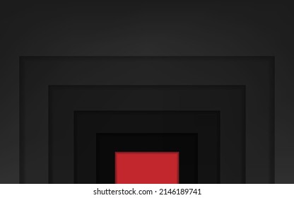 Black technology background with high contrast red button. Abstract tech graphic banner design, vector background corporate design.