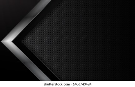 Black technology background with metallic arrow. Modern background design.