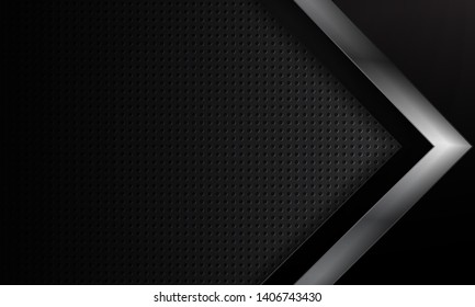 Black technology background with metallic arrow. Modern background design.