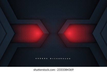 Fondo de tecnología negra con decoración de luz roja