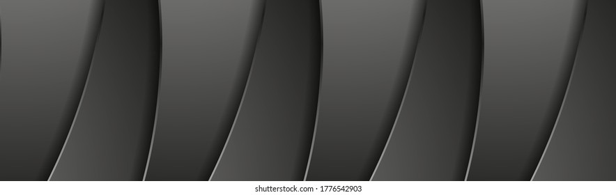 Black technology banner with different textures. Black perforated metal and brushed steel. EPS10