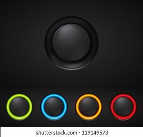 Black technology buttons with glowing elements. Vector illustration. - Powered by Shutterstock - Get 15% off with code: PIKWIZARD15