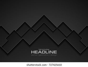 Black technology concept abstract background. Vector corporate design