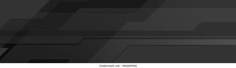 Black technology geometric abstract background. Vector minimal banner design