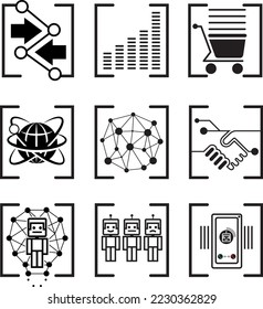 iconos de tecnología negra en fondo blanco. Se excluye el fondo.